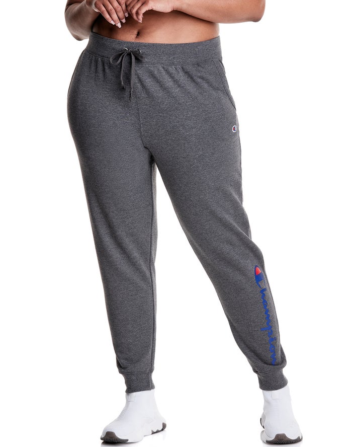 Champion Plus Powerblend Fleece Script Logo Joggingbroek Dames - DonkerGrijs - Belgie 4521QFYMX